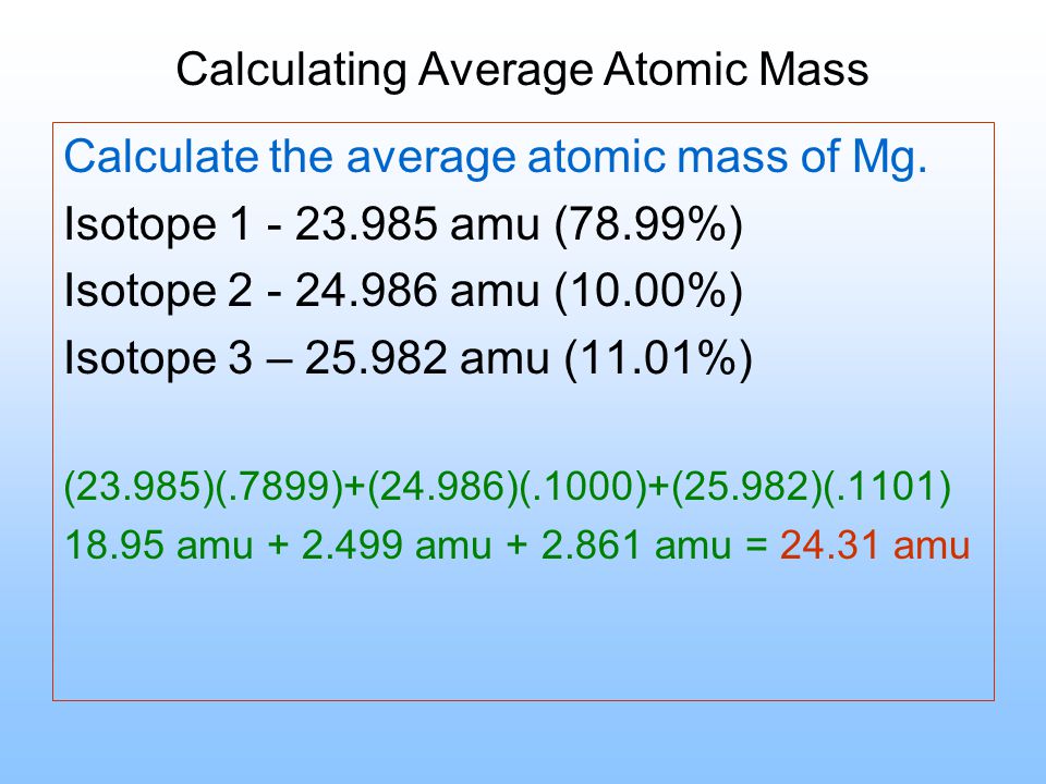 Average atomic mass sale calculator